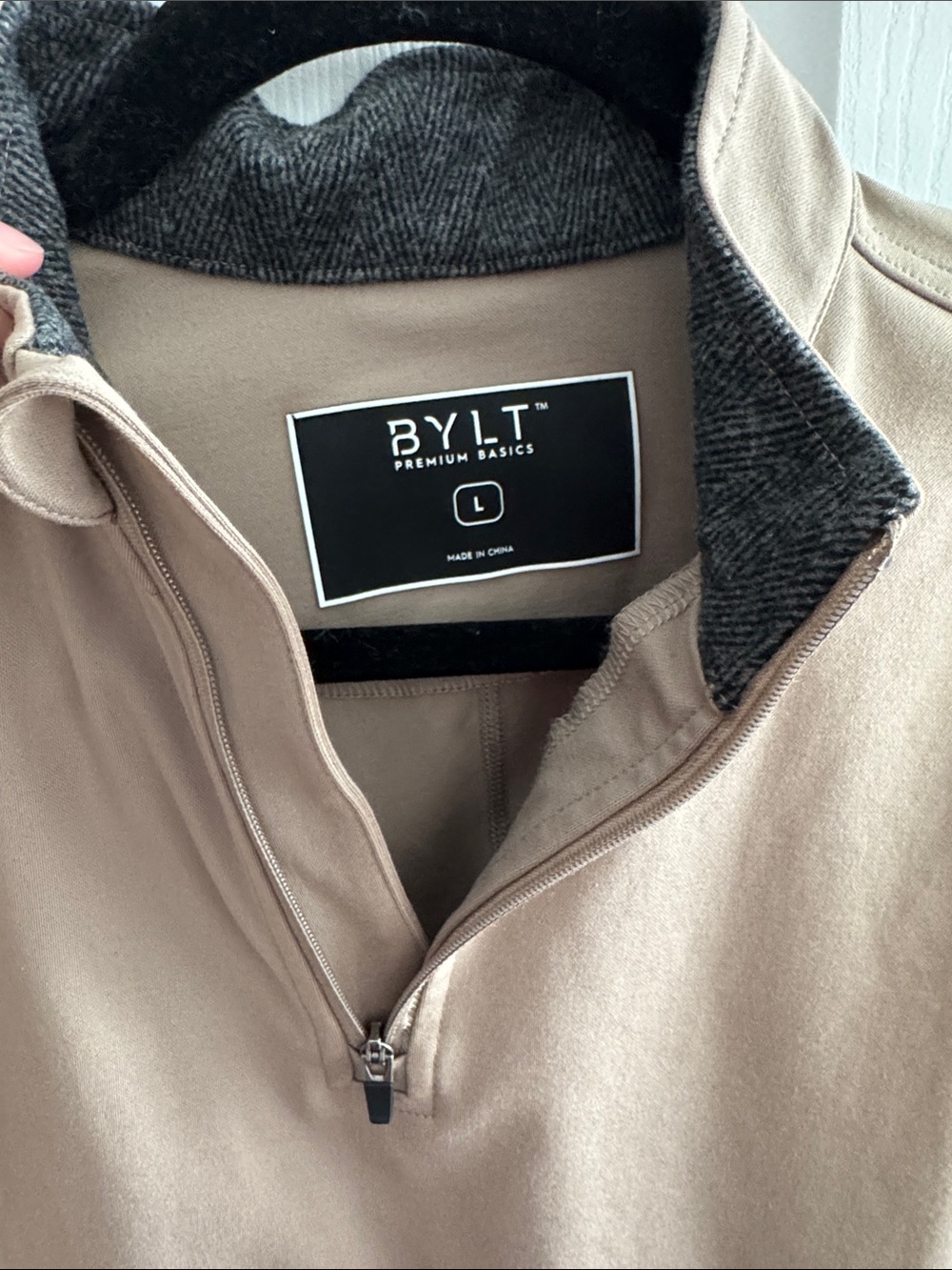 BYLT Basics Women's Quarter-Zip Pullover in Tan - Picture 2 of 6